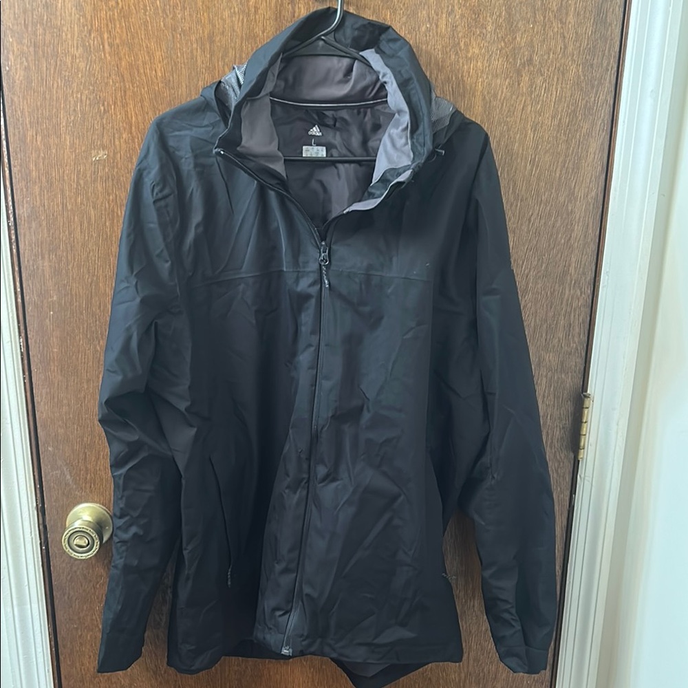 Black Waterproof Raincoat with High Collar